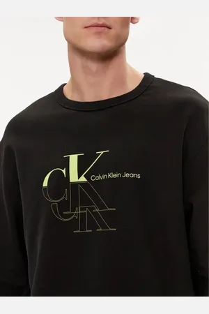 Calvin Klein Sweatshirts & Hoodies, Heren, Zwart, L, Stijlvolle Sweater