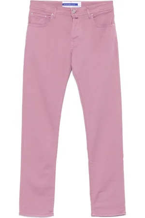 Jacob Cohen Jeans, Heren, Roze, W33, Katoen, Handgemaakte katoen/lyocell broek, Model Bard