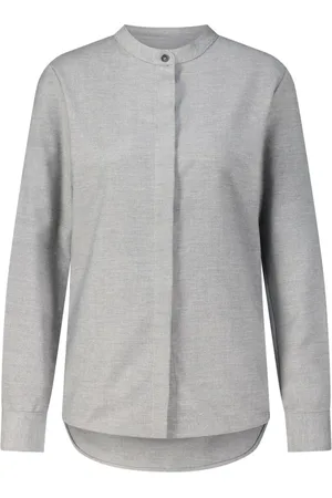 Nine In The Morning Blouses & Shirts, Dames, Grijs, M, Wol, Relaxed wollen blend shirt Susanna