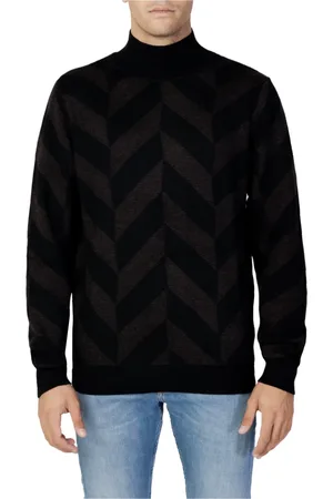 Antony Morato Truien, Heren, Bruin, L, Wol, Geometrische Gebreide Trui Zwart Bruin
