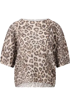 Marc Cain Truien, Dames, Veelkleurig, L, Alpaca Oversized Trui met Korte Mouwen