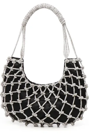 ROSANTICA Tassen, Dames, Zwart, ONE Size, Satijn, Handgeweven Zwarte Kristal Messing Tas
