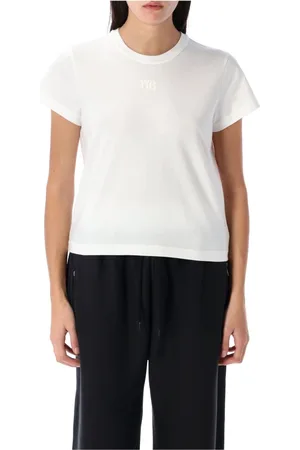 Alexander Wang Tops, Dames, Wit, M, Katoen, Logo Puff Tee Essential Shrunken