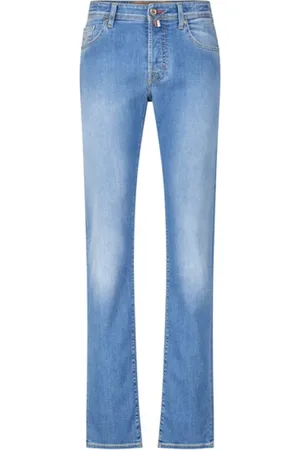 Jacob Cohen Jeans, Heren, Blauw, W38, Katoen, Slim fit jeans met geborduurde zakken
