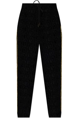 VERSACE Broeken, unisex, Zwart, L, Katoen, Broek met logo