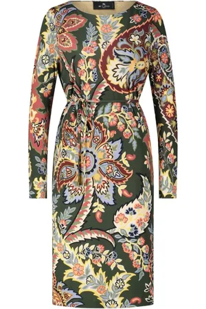 Etro Kleedjes, Dames, Veelkleurig, S, Paisley Midi-jurk met Tailleband