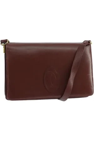 Cartier Pre-owned, Dames, Rood, ONE Size, Leer, Tweedehands leren schoudertassen