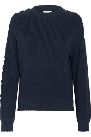 Kaffe Truien, Dames, Blauw, S, Katoen, Midnight Marine Gebreide Pullover Trui