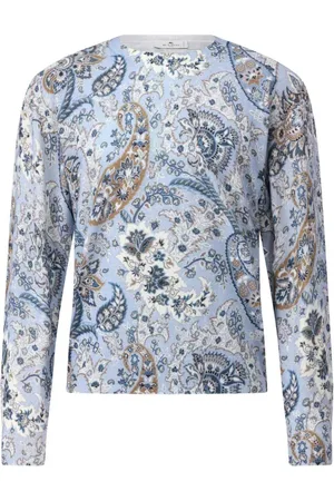 Etro Truien, Heren, Blauw, L, Gebreide trui met paisley-patroon