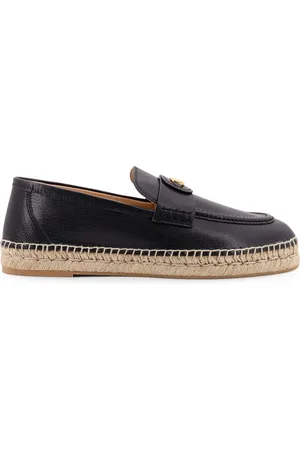 VALENTINO GARAVANI Schoenen, Heren, Zwart, 45 EU, Leer, Leren espadrilles met VLogo detail