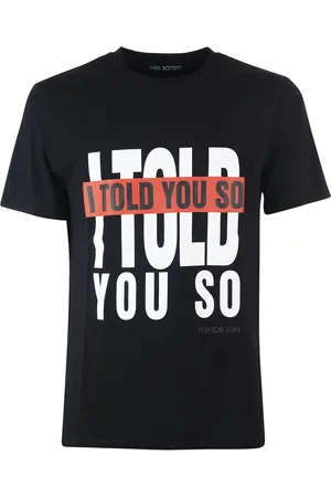 Neil Barrett Tops, Heren, Zwart, L, Zwarte I Told YOU SO Shirt