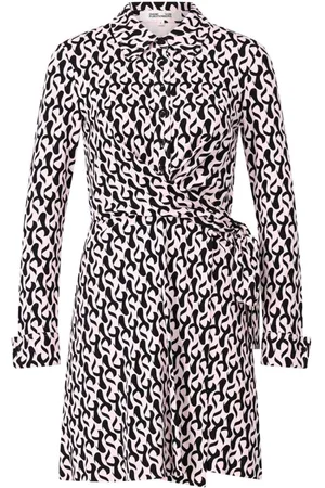 Diane von Furstenberg Kleedjes, Dames, Roze, L, Elegante Wikkeljurk met Abstract Patroon