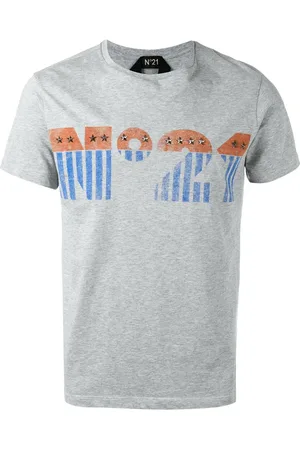 Nº21 Tops, Heren, Grijs, M, Katoen, Grijze Katoenen T-Shirt