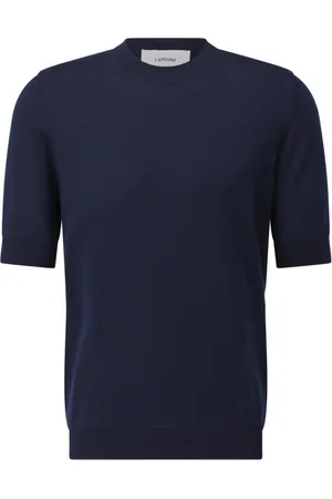 LARDINI Tops, Heren, Blauw, L, Katoen, Katoenen T-shirt met Klassieke Stijl