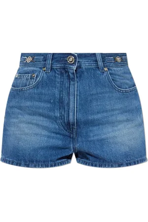 VERSACE Korte broeken, Dames, Blauw, W29, Denim, Denim shorts