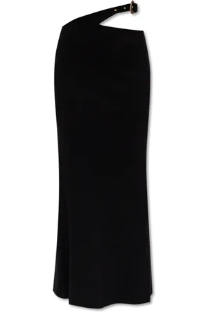VERSACE Rokken, Dames, Zwart, S, Katoen, Geribbelde one-shoulder jurk