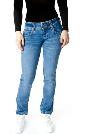 Pepe Jeans Jeans, Dames, Blauw, W28 L32, Denim, Klassieke Straight Fit Midwaist Jeans