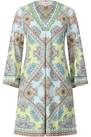 Hale Bob Kleedjes, Dames, Veelkleurig, M, Paisley Midi Jurk met Kralen V-Hals