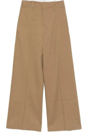ALYSI Broeken, Dames, Bruin, XS, Bruine Broek met Olijfgroene Details