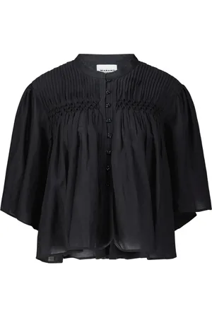 Isabel Marant Blouses & Shirts, Dames, Zwart, M, Katoen, Geplooide Blouse Destiny