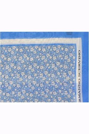 ERMANNO SCERVINO Accessoires, Dames, Blauw, ONE Size, Chiffon, Zijden Chiffon Bloemenprint Sjaal