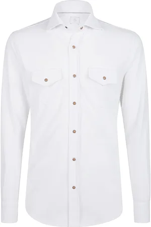 ELEVENTY Overhemden, Heren, Wit, S, Katoen, Piquet Katoenen Jersey Shirt