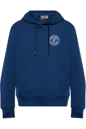 VERSACE Sweatshirts & Hoodies, Heren, Blauw, 2Xl, Katoen, Sweatshirt met logo