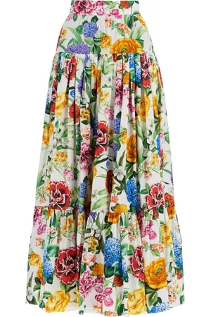 Dolce & Gabbana Rokken, Dames, Veelkleurig, S, Katoen, Bloemen hoge taille katoenen maxi rok
