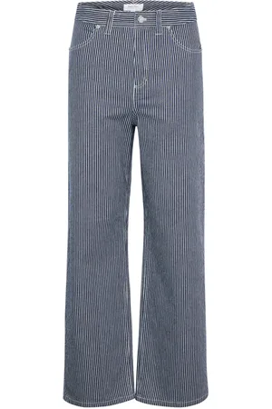Part Two Broeken, Dames, Zwart, L, Denim, Relaxed Fit Pinstripe Jeans