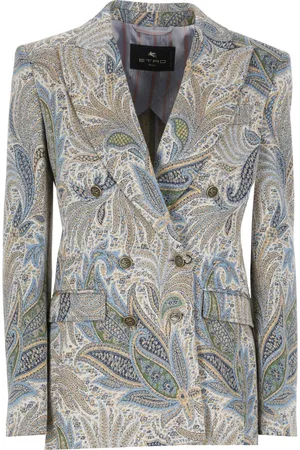 Etro Jassen, Dames, Veelkleurig, M, Paisley Patroon Double-Breasted Blazer