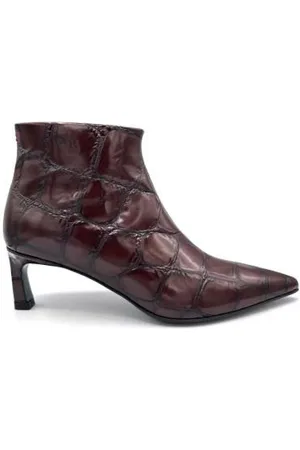 HALMANERA Schoenen, Dames, Bruin, 37 EU, Leer, Krokodillenprint Leren Enkellaars