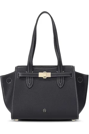 Aigner Tassen, Dames, Zwart, ONE Size, Leer, Elegante leren handtas met gespsluiting