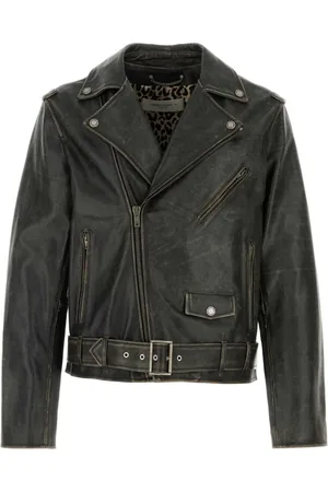 Golden Goose Jassen, Heren, Zwart, M, Leer, Slate Leren Jas