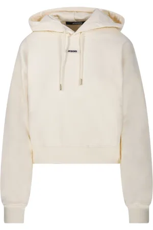 Jacquemus Sweatshirts & Hoodies, Dames, , M, Katoen, Neutrale Gros Grain Hoodie Sweatshirt
