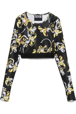 VERSACE Tops, Dames, Veelkleurig, M, Barocco Print Crew Neck Top