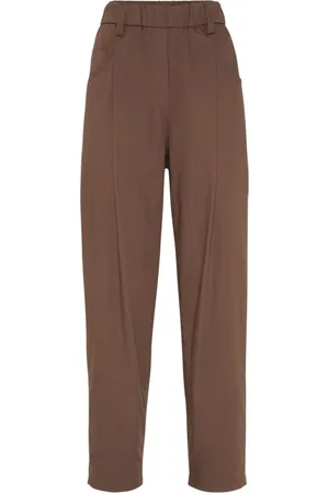 Brunello Cucinelli Broeken, Dames, Bruin, L, Bruine Broek Elegante Stijl