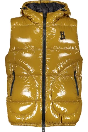 HERNO Jassen, Heren, Bruin, L, Glanzende Bodywarmer met Capuchon en Zakken