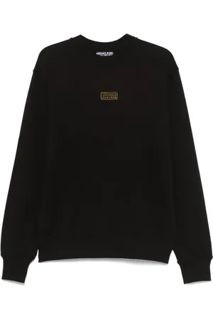 VERSACE Sweatshirts & Hoodies, Heren, Zwart, M, Zwarte Crew Neck Sweater Lange Mouwen