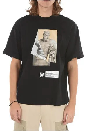 Neil Barrett Tops, Heren, Zwart, M, Katoen, Voorprint Katoenen T-shirt