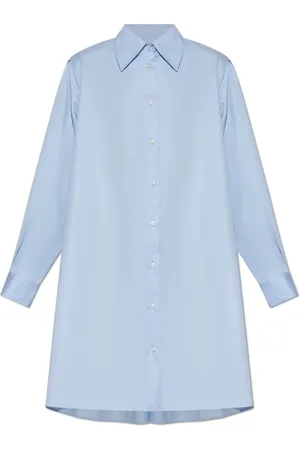 OFFICINE GENERALE Kleedjes, Dames, Blauw, M, Katoen, Lang loszittend shirt