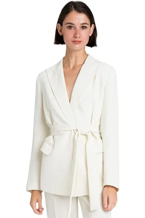 Twin-Set Jassen, Dames, Wit, S, Polyester, Elegante Blazer met Borduurriem