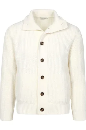 Paolo Pecora Truien, Heren, , M, Wol, Roomkleurige Wollen Mix Ribgebreide Vest