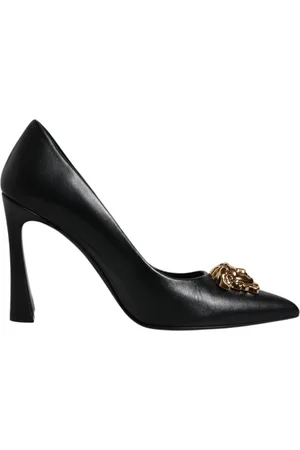 VERSACE Schoenen, Dames, Zwart, 37 EU, Leer, Zwarte leren hoge hakken pumps