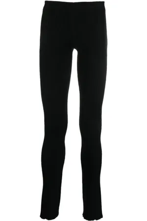 BARROW Broeken, Dames, Zwart, M, Polyester, Zwarte Geribbelde Skinny Fit Broek