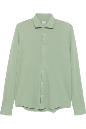 FEDELI Overhemden, Heren, Groen, 3Xl, Katoen, Italiaans Katoenen Overhemd