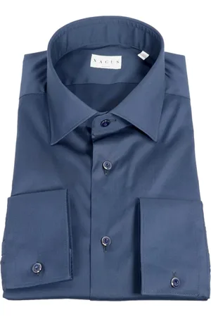 Xacus Overhemden, Heren, Blauw, M, Katoen, Moderne Franse Kraag Shirt Blauw