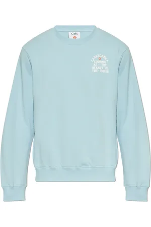 Casablanca Sweatshirts & Hoodies, Heren, Blauw, XL, Katoen, Bedrukte Sweatshirt