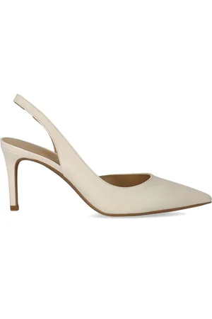 Michael Kors Schoenen, Dames, Wit, 40 1/2 EU, Leer, Alina Flex Sling Creme Pumps