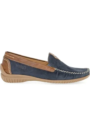 Gabor Schoenen, Dames, Blauw, 38 EU, Leer, Blauwe Nubuck Leren Mocassins