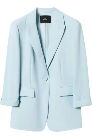Twin-Set Jassen, Dames, Blauw, XS, Polyester, Lichtblauwe Blazerjas Actitude Collectie